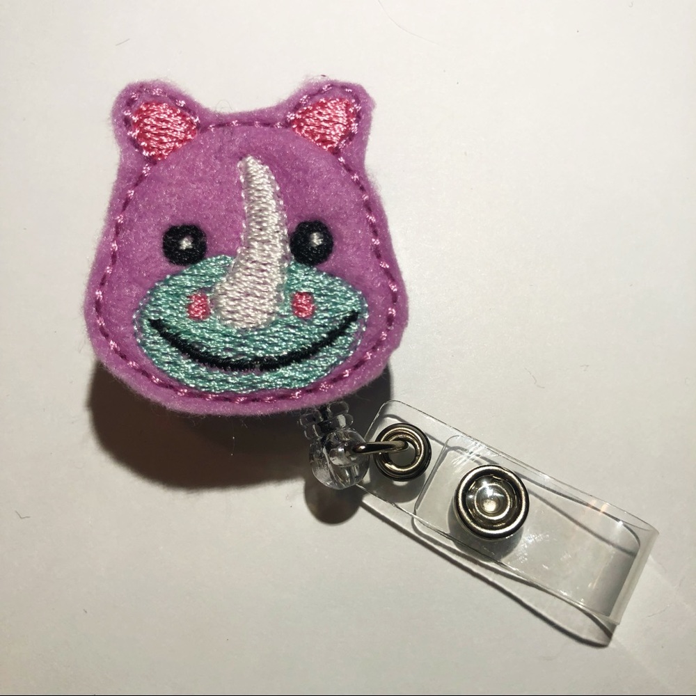 Purple Rhino Felt Badge Reel
